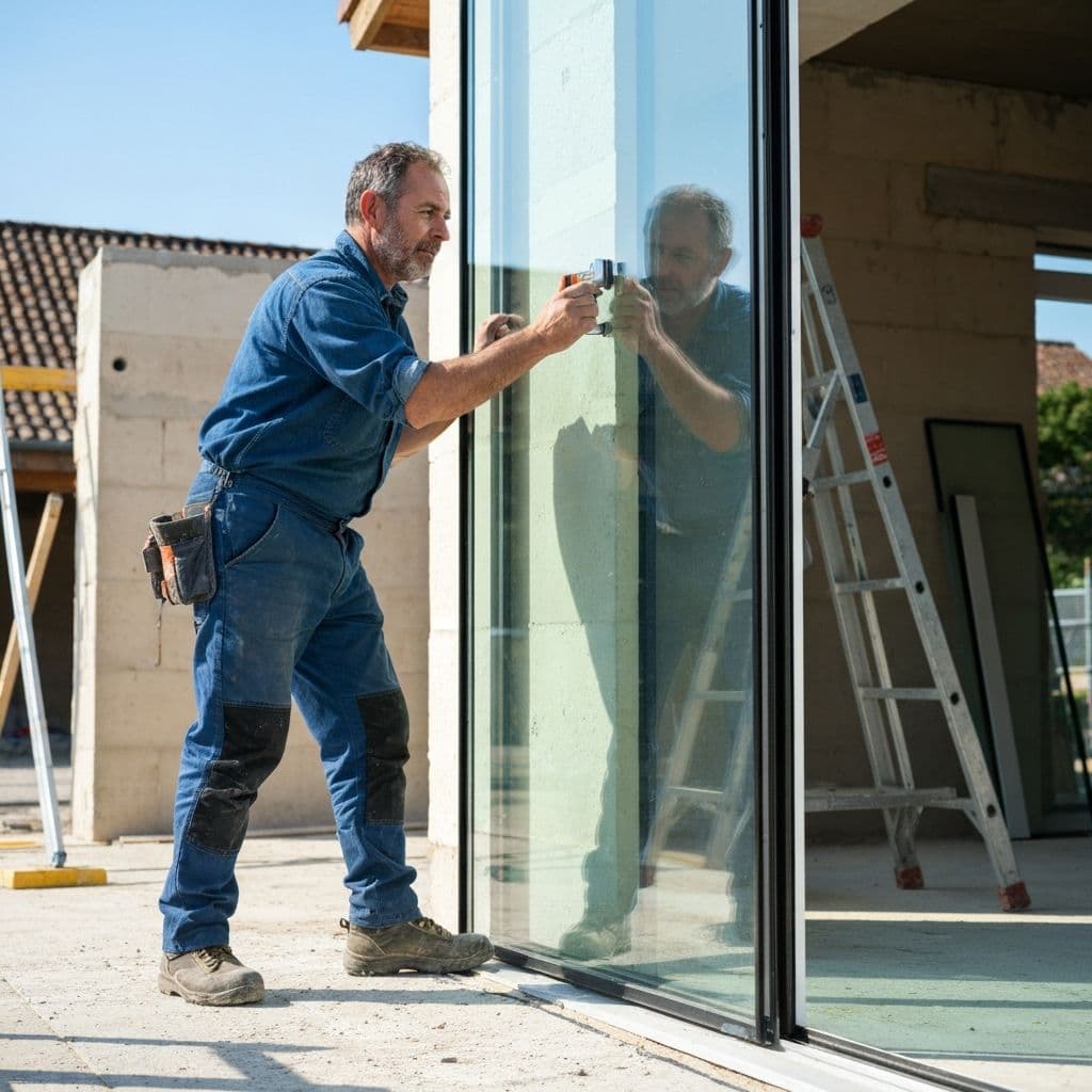 Artisan vitrier Batigobain au travail